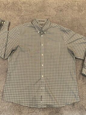 Eddie Bauer Brown and White Plaid Button-Down Shirt 2XL